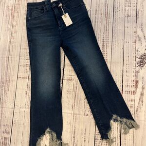 Good American Cropped Jeans with Frayed Hem